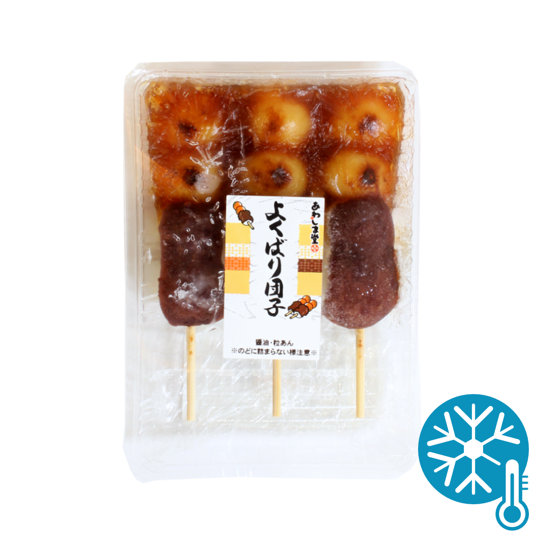 AWASHIMADO Dango-Mochi mit süßer Sojasauce und roten Bohnen 3pcs Yokubari 156g